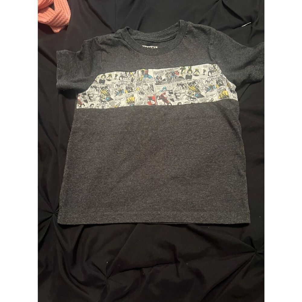 Marvel Dark Gray Short Sleeve Tee with Comic Chest Stripe